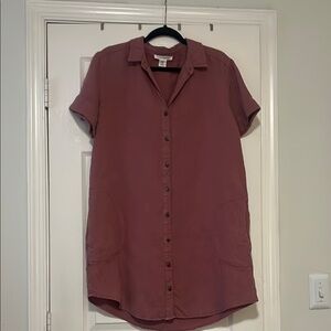 Mauve Button-Up Shirt Dress